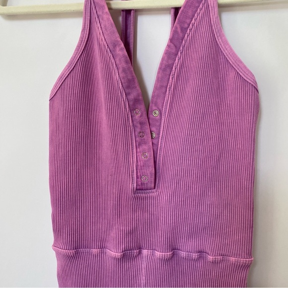 Free People Happiness Runs Henley Onesie Jumpsuit One Piece Pink XS / S - Picture 6 of 11